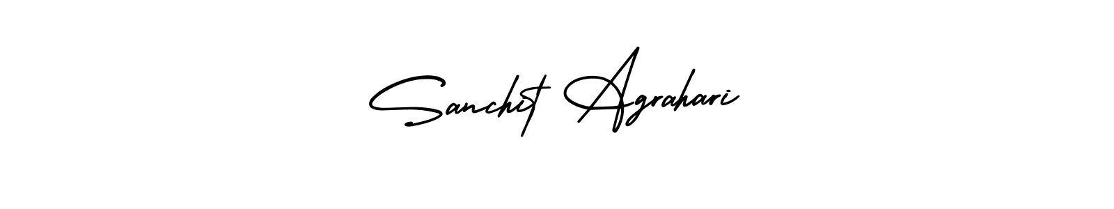 This is the best signature style for the Sanchit Agrahari name. Also you like these signature font (AmerikaSignatureDemo-Regular). Mix name signature. Sanchit Agrahari signature style 3 images and pictures png