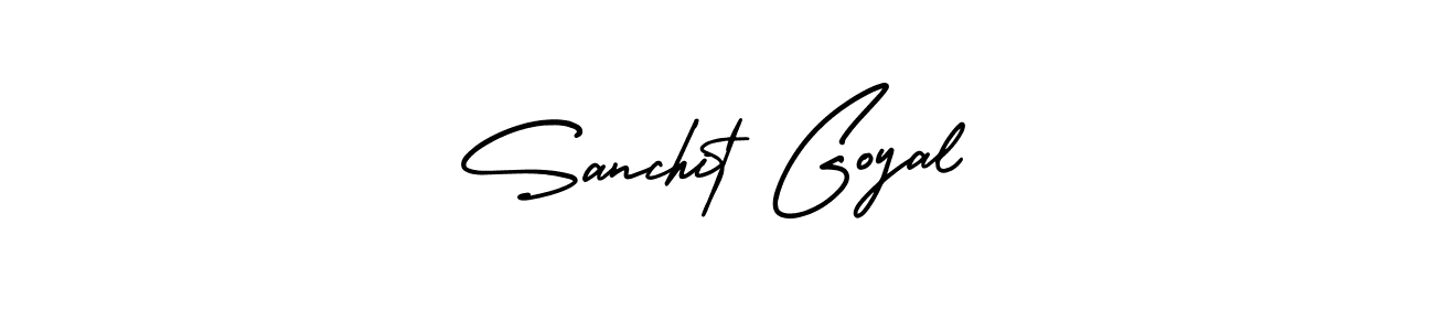 You should practise on your own different ways (AmerikaSignatureDemo-Regular) to write your name (Sanchit Goyal) in signature. don't let someone else do it for you. Sanchit Goyal signature style 3 images and pictures png