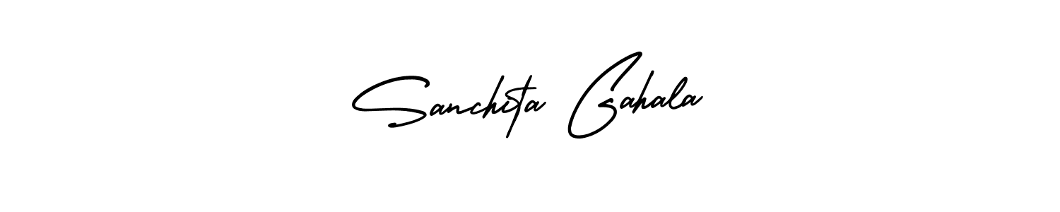 Sanchita Gahala stylish signature style. Best Handwritten Sign (AmerikaSignatureDemo-Regular) for my name. Handwritten Signature Collection Ideas for my name Sanchita Gahala. Sanchita Gahala signature style 3 images and pictures png