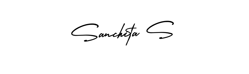 Also You can easily find your signature by using the search form. We will create Sanchita S name handwritten signature images for you free of cost using AmerikaSignatureDemo-Regular sign style. Sanchita S signature style 3 images and pictures png