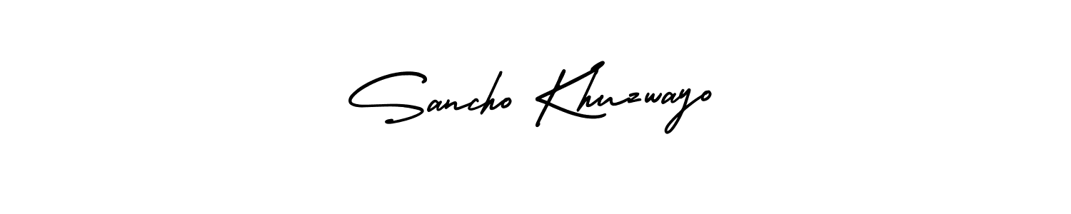 The best way (AmerikaSignatureDemo-Regular) to make a short signature is to pick only two or three words in your name. The name Sancho Khuzwayo include a total of six letters. For converting this name. Sancho Khuzwayo signature style 3 images and pictures png