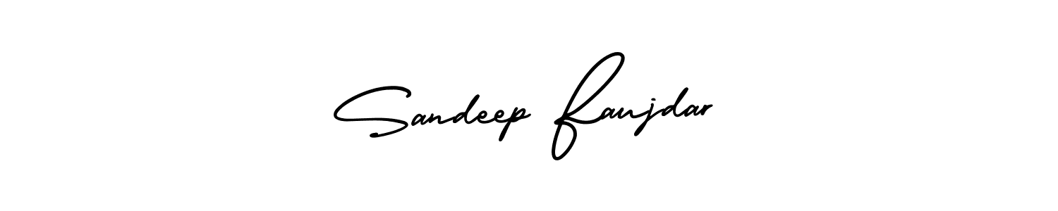 This is the best signature style for the Sandeep Faujdar name. Also you like these signature font (AmerikaSignatureDemo-Regular). Mix name signature. Sandeep Faujdar signature style 3 images and pictures png