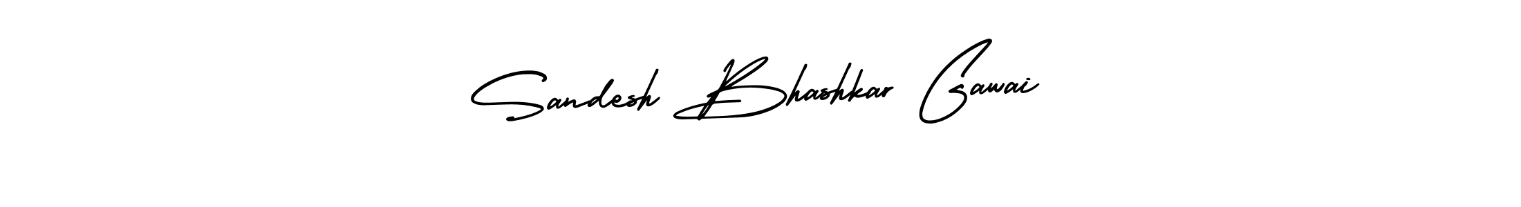 The best way (AmerikaSignatureDemo-Regular) to make a short signature is to pick only two or three words in your name. The name Sandesh Bhashkar Gawai include a total of six letters. For converting this name. Sandesh Bhashkar Gawai signature style 3 images and pictures png