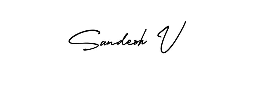 Use a signature maker to create a handwritten signature online. With this signature software, you can design (AmerikaSignatureDemo-Regular) your own signature for name Sandesh V. Sandesh V signature style 3 images and pictures png