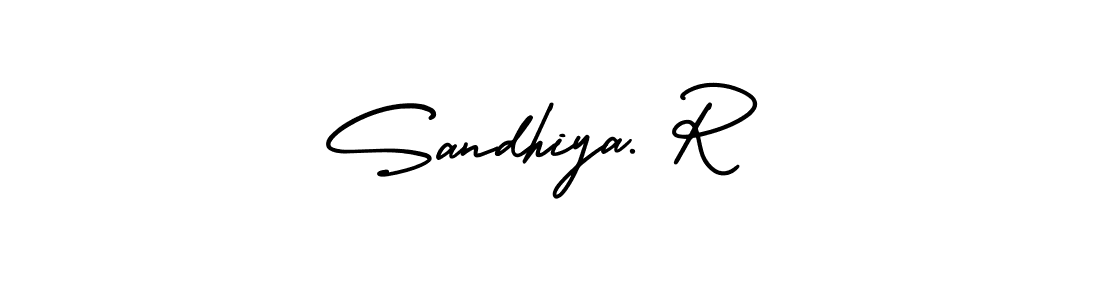 How to make Sandhiya. R name signature. Use AmerikaSignatureDemo-Regular style for creating short signs online. This is the latest handwritten sign. Sandhiya. R signature style 3 images and pictures png