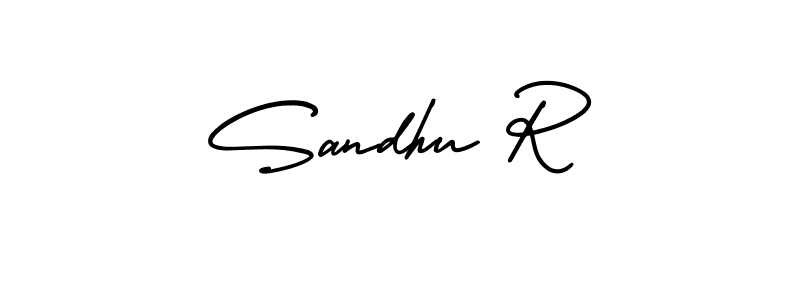 You should practise on your own different ways (AmerikaSignatureDemo-Regular) to write your name (Sandhu R) in signature. don't let someone else do it for you. Sandhu R signature style 3 images and pictures png