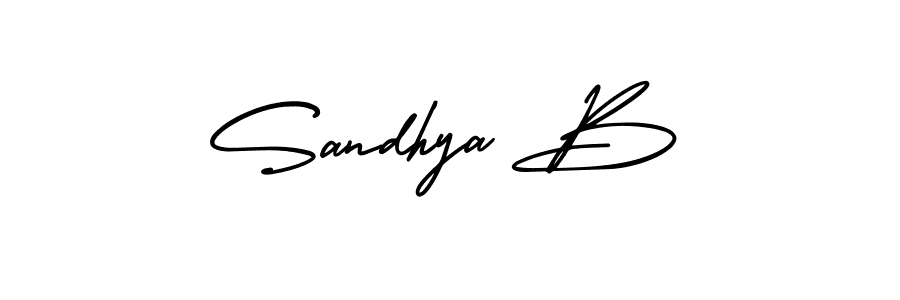 The best way (AmerikaSignatureDemo-Regular) to make a short signature is to pick only two or three words in your name. The name Sandhya B include a total of six letters. For converting this name. Sandhya B signature style 3 images and pictures png