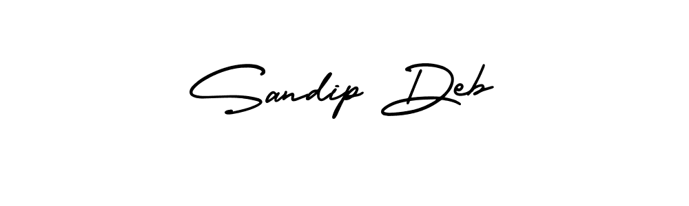 You should practise on your own different ways (AmerikaSignatureDemo-Regular) to write your name (Sandip Deb) in signature. don't let someone else do it for you. Sandip Deb signature style 3 images and pictures png