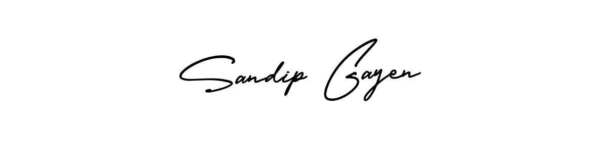 You should practise on your own different ways (AmerikaSignatureDemo-Regular) to write your name (Sandip Gayen) in signature. don't let someone else do it for you. Sandip Gayen signature style 3 images and pictures png