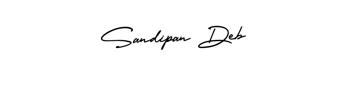 You should practise on your own different ways (AmerikaSignatureDemo-Regular) to write your name (Sandipan Deb) in signature. don't let someone else do it for you. Sandipan Deb signature style 3 images and pictures png