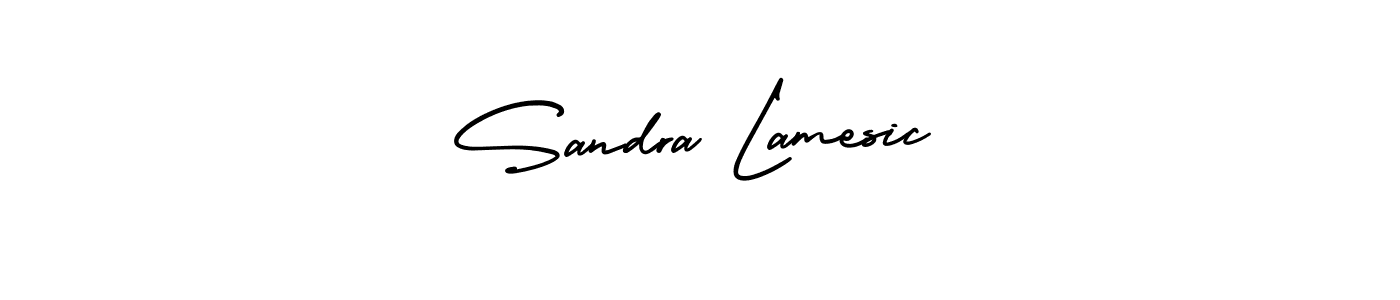 You should practise on your own different ways (AmerikaSignatureDemo-Regular) to write your name (Sandra Lamesic) in signature. don't let someone else do it for you. Sandra Lamesic signature style 3 images and pictures png