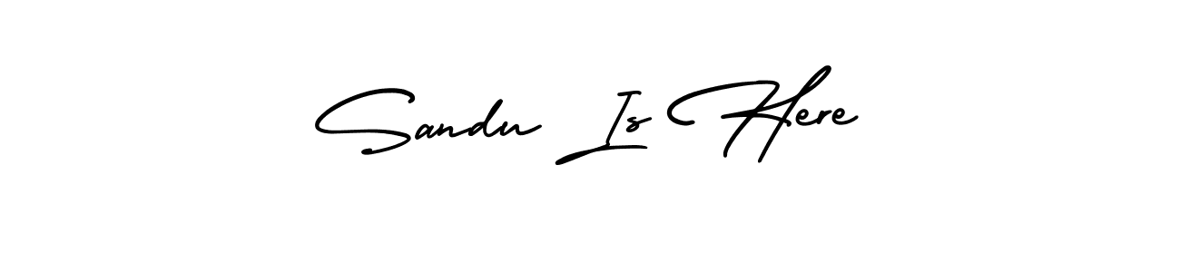 Create a beautiful signature design for name Sandu Is Here. With this signature (AmerikaSignatureDemo-Regular) fonts, you can make a handwritten signature for free. Sandu Is Here signature style 3 images and pictures png