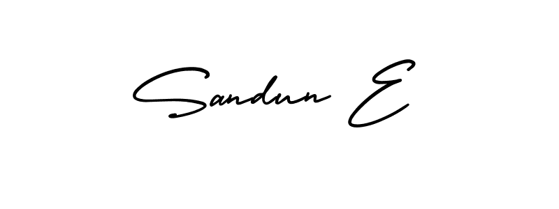 Sandun E stylish signature style. Best Handwritten Sign (AmerikaSignatureDemo-Regular) for my name. Handwritten Signature Collection Ideas for my name Sandun E. Sandun E signature style 3 images and pictures png