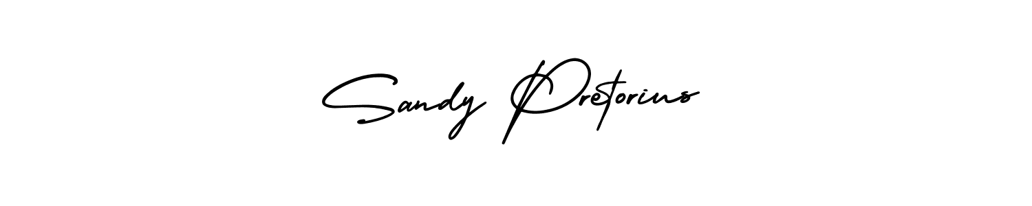 You should practise on your own different ways (AmerikaSignatureDemo-Regular) to write your name (Sandy Pretorius) in signature. don't let someone else do it for you. Sandy Pretorius signature style 3 images and pictures png