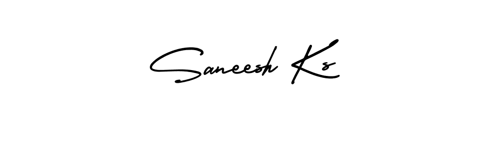 The best way (AmerikaSignatureDemo-Regular) to make a short signature is to pick only two or three words in your name. The name Saneesh Ks include a total of six letters. For converting this name. Saneesh Ks signature style 3 images and pictures png