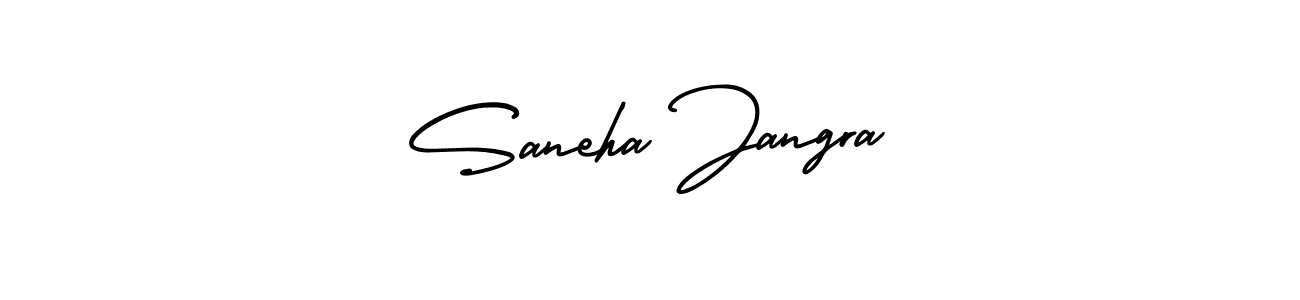 The best way (AmerikaSignatureDemo-Regular) to make a short signature is to pick only two or three words in your name. The name Saneha Jangra include a total of six letters. For converting this name. Saneha Jangra signature style 3 images and pictures png