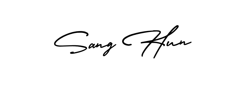 Sang Hun stylish signature style. Best Handwritten Sign (AmerikaSignatureDemo-Regular) for my name. Handwritten Signature Collection Ideas for my name Sang Hun. Sang Hun signature style 3 images and pictures png