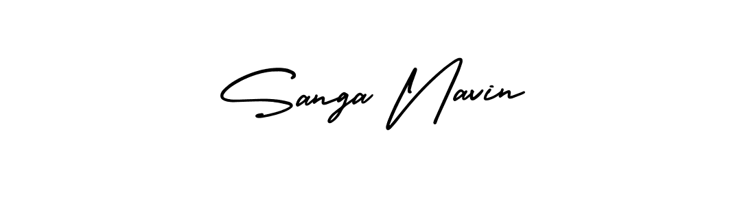 How to make Sanga Navin signature? AmerikaSignatureDemo-Regular is a professional autograph style. Create handwritten signature for Sanga Navin name. Sanga Navin signature style 3 images and pictures png
