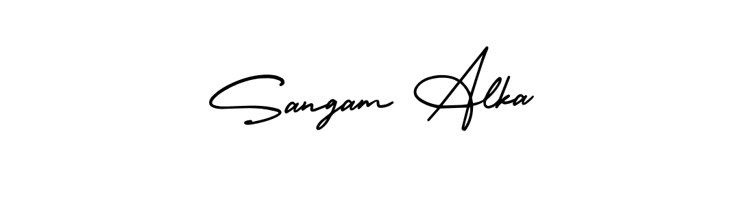 It looks lik you need a new signature style for name Sangam Alka. Design unique handwritten (AmerikaSignatureDemo-Regular) signature with our free signature maker in just a few clicks. Sangam Alka signature style 3 images and pictures png