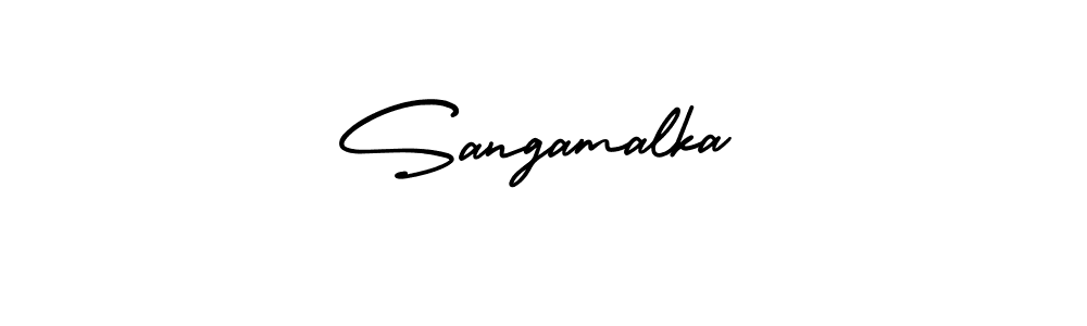 Sangamalka stylish signature style. Best Handwritten Sign (AmerikaSignatureDemo-Regular) for my name. Handwritten Signature Collection Ideas for my name Sangamalka. Sangamalka signature style 3 images and pictures png