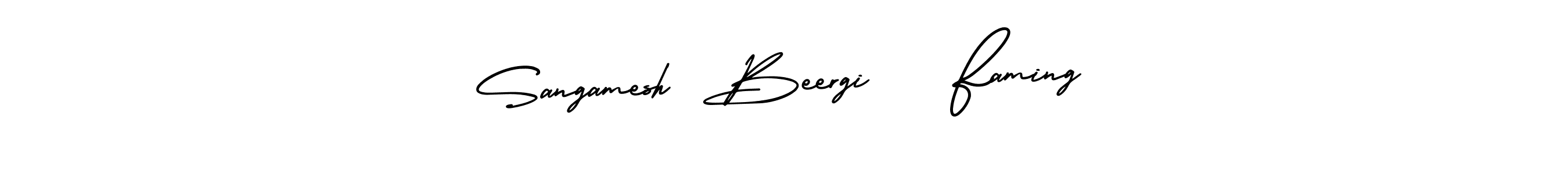 The best way (AmerikaSignatureDemo-Regular) to make a short signature is to pick only two or three words in your name. The name Sangamesh  Beergi    Faming include a total of six letters. For converting this name. Sangamesh  Beergi    Faming signature style 3 images and pictures png