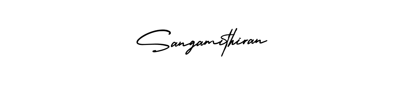 Sangamithiran stylish signature style. Best Handwritten Sign (AmerikaSignatureDemo-Regular) for my name. Handwritten Signature Collection Ideas for my name Sangamithiran. Sangamithiran signature style 3 images and pictures png