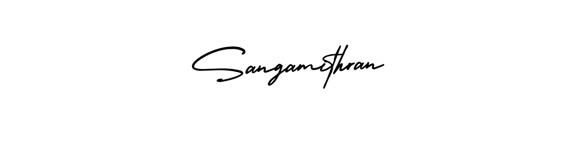 if you are searching for the best signature style for your name Sangamithran. so please give up your signature search. here we have designed multiple signature styles  using AmerikaSignatureDemo-Regular. Sangamithran signature style 3 images and pictures png