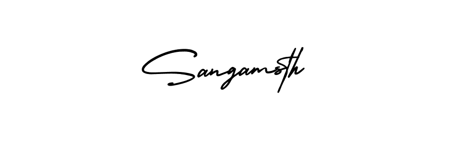 Sangamsth stylish signature style. Best Handwritten Sign (AmerikaSignatureDemo-Regular) for my name. Handwritten Signature Collection Ideas for my name Sangamsth. Sangamsth signature style 3 images and pictures png