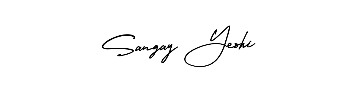 Sangay Yeshi stylish signature style. Best Handwritten Sign (AmerikaSignatureDemo-Regular) for my name. Handwritten Signature Collection Ideas for my name Sangay Yeshi. Sangay Yeshi signature style 3 images and pictures png