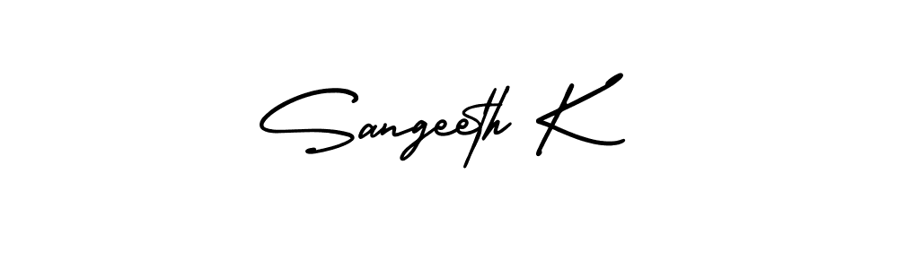 How to make Sangeeth K name signature. Use AmerikaSignatureDemo-Regular style for creating short signs online. This is the latest handwritten sign. Sangeeth K signature style 3 images and pictures png