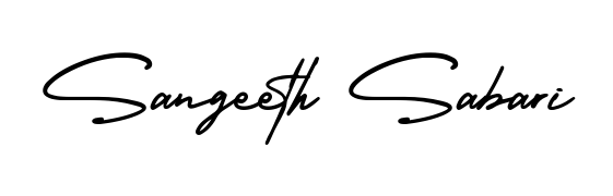 Looking for an artistic signature for Sangeeth Sabari? The AmerikaSignatureDemo-Regular calligraphy style gives a sophisticated flow suitable for business cards and emails. Sangeeth Sabari signature style 3 images and pictures png