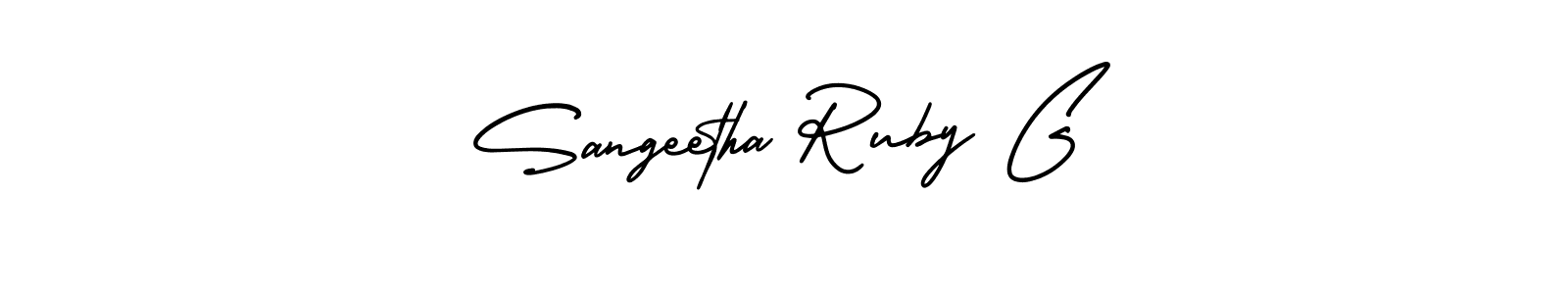 Also we have Sangeetha Ruby G name is the best signature style. Create professional handwritten signature collection using AmerikaSignatureDemo-Regular autograph style. Sangeetha Ruby G signature style 3 images and pictures png