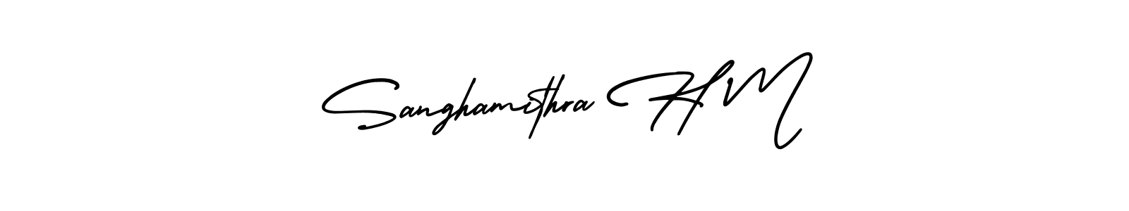 Make a short Sanghamithra H M signature style. Manage your documents anywhere anytime using AmerikaSignatureDemo-Regular. Create and add eSignatures, submit forms, share and send files easily. Sanghamithra H M signature style 3 images and pictures png