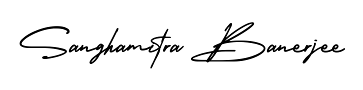 A timeless handwritten aesthetic for Sanghamitra Banerjee. The AmerikaSignatureDemo-Regular font gives your signature a handcrafted feel with natural curves. Sanghamitra Banerjee signature style 3 images and pictures png