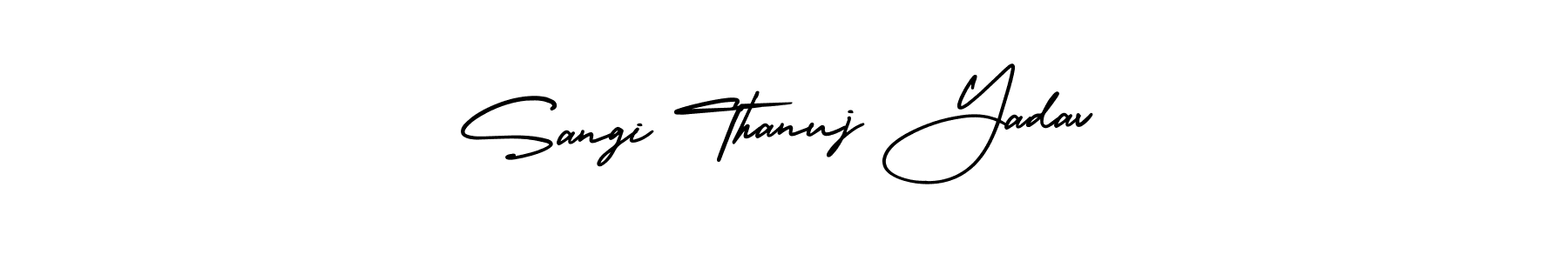 AmerikaSignatureDemo-Regular is a professional signature style that is perfect for those who want to add a touch of class to their signature. It is also a great choice for those who want to make their signature more unique. Get Sangi Thanuj Yadav name to fancy signature for free. Sangi Thanuj Yadav signature style 3 images and pictures png