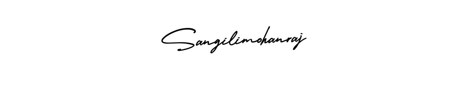 You should practise on your own different ways (AmerikaSignatureDemo-Regular) to write your name (Sangilimohanraj) in signature. don't let someone else do it for you. Sangilimohanraj signature style 3 images and pictures png