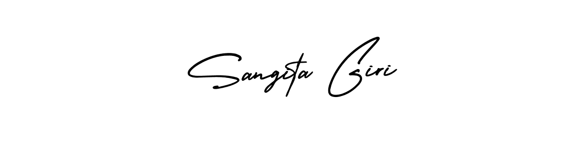 The best way (AmerikaSignatureDemo-Regular) to make a short signature is to pick only two or three words in your name. The name Sangita Giri include a total of six letters. For converting this name. Sangita Giri signature style 3 images and pictures png