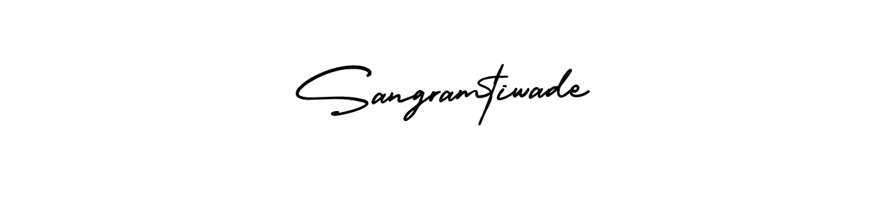 You should practise on your own different ways (AmerikaSignatureDemo-Regular) to write your name (Sangramtiwade) in signature. don't let someone else do it for you. Sangramtiwade signature style 3 images and pictures png