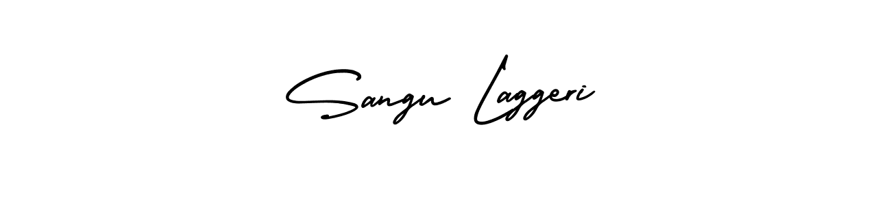 You should practise on your own different ways (AmerikaSignatureDemo-Regular) to write your name (Sangu Laggeri) in signature. don't let someone else do it for you. Sangu Laggeri signature style 3 images and pictures png