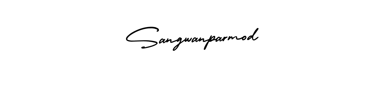 You should practise on your own different ways (AmerikaSignatureDemo-Regular) to write your name (Sangwanparmod) in signature. don't let someone else do it for you. Sangwanparmod signature style 3 images and pictures png