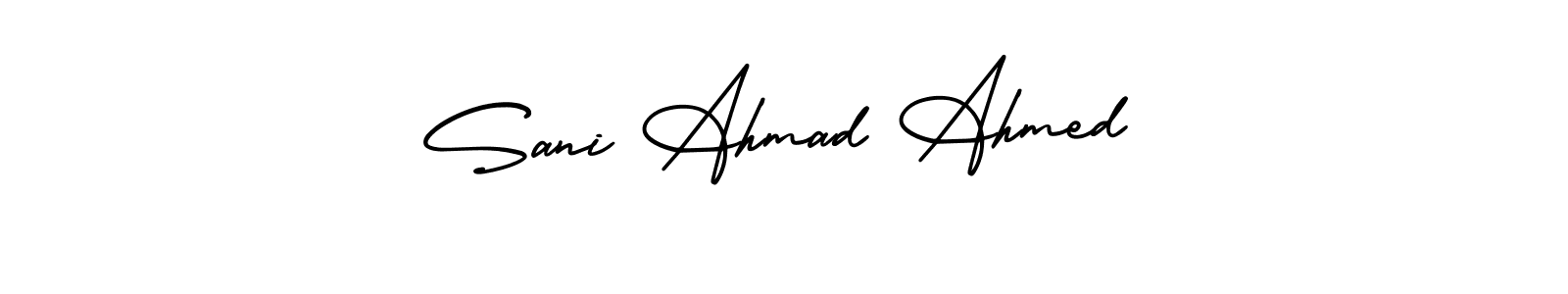 if you are searching for the best signature style for your name Sani Ahmad Ahmed. so please give up your signature search. here we have designed multiple signature styles  using AmerikaSignatureDemo-Regular. Sani Ahmad Ahmed signature style 3 images and pictures png