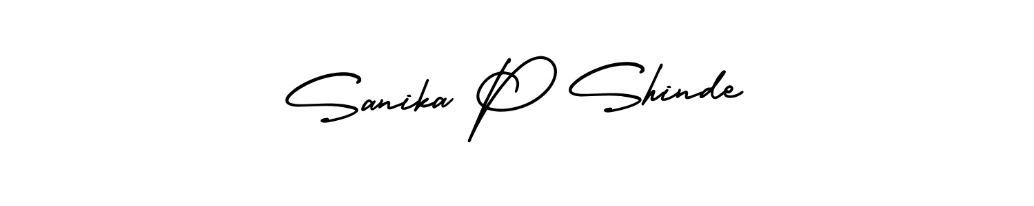 How to make Sanika P Shinde name signature. Use AmerikaSignatureDemo-Regular style for creating short signs online. This is the latest handwritten sign. Sanika P Shinde signature style 3 images and pictures png