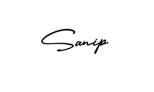 You should practise on your own different ways (AmerikaSignatureDemo-Regular) to write your name (Sanip) in signature. don't let someone else do it for you. Sanip signature style 3 images and pictures png