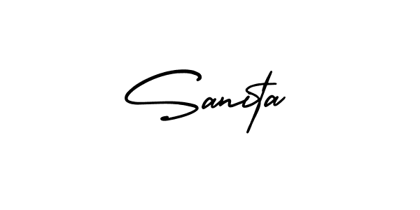 The best way (AmerikaSignatureDemo-Regular) to make a short signature is to pick only two or three words in your name. The name Sanita include a total of six letters. For converting this name. Sanita signature style 3 images and pictures png