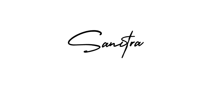 How to make Sanitra name signature. Use AmerikaSignatureDemo-Regular style for creating short signs online. This is the latest handwritten sign. Sanitra signature style 3 images and pictures png