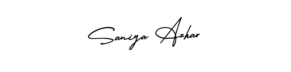 Make a short Saniya Azhar signature style. Manage your documents anywhere anytime using AmerikaSignatureDemo-Regular. Create and add eSignatures, submit forms, share and send files easily. Saniya Azhar signature style 3 images and pictures png