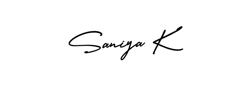 Similarly AmerikaSignatureDemo-Regular is the best handwritten signature design. Signature creator online .You can use it as an online autograph creator for name Saniya K. Saniya K signature style 3 images and pictures png