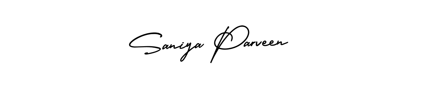 The best way (AmerikaSignatureDemo-Regular) to make a short signature is to pick only two or three words in your name. The name Saniya Parveen include a total of six letters. For converting this name. Saniya Parveen signature style 3 images and pictures png