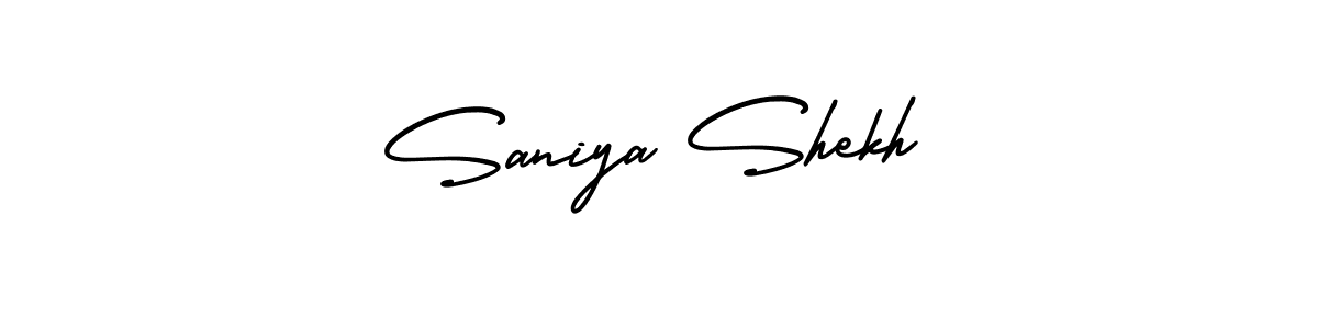 The best way (AmerikaSignatureDemo-Regular) to make a short signature is to pick only two or three words in your name. The name Saniya Shekh include a total of six letters. For converting this name. Saniya Shekh signature style 3 images and pictures png