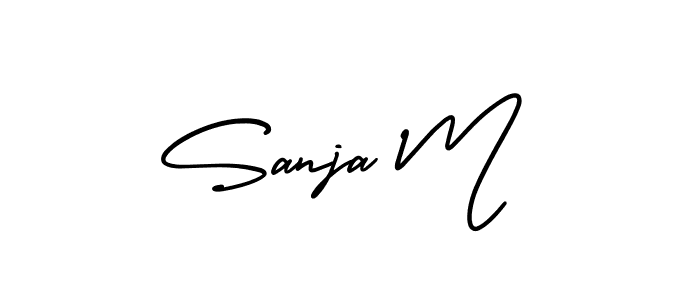 You should practise on your own different ways (AmerikaSignatureDemo-Regular) to write your name (Sanja M) in signature. don't let someone else do it for you. Sanja M signature style 3 images and pictures png